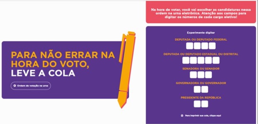 URNA: Eleitor pode levar colinha com o número do candidato para votação