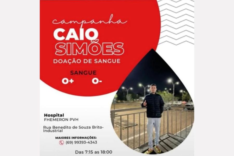 AJUDA: Rapaz necessita urgentemente de doadores de sangue dos tipos O+ e O- 