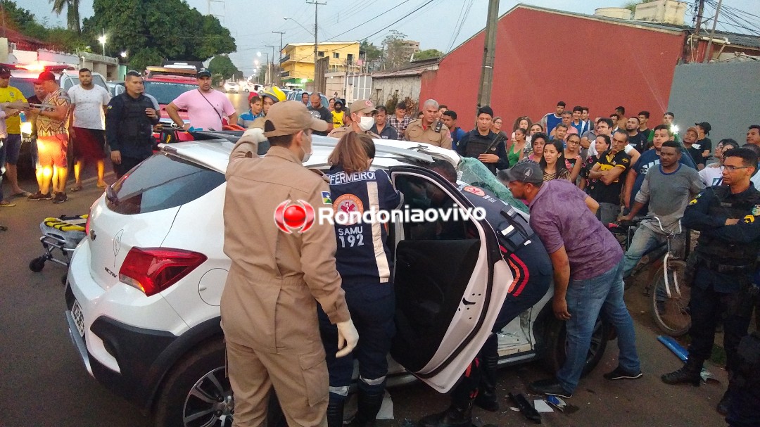 ARRASTADO: Grave acidente entre ônibus e carro deixa mulher presa às ferragens