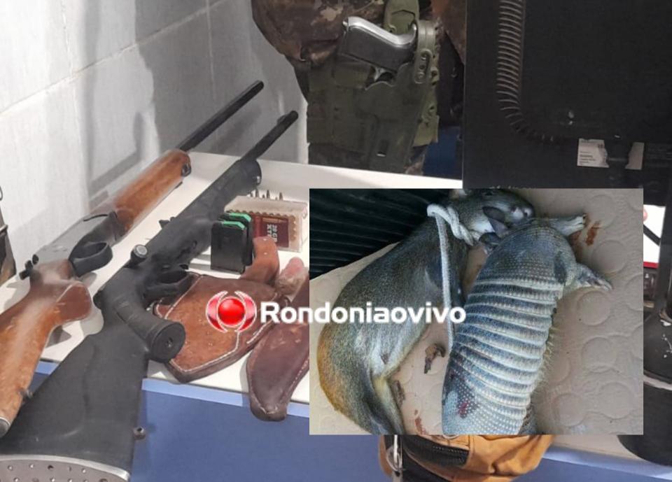 ABATIDOS: Homens são flagrados com jacaré, paca, tatu, pássaro e armas