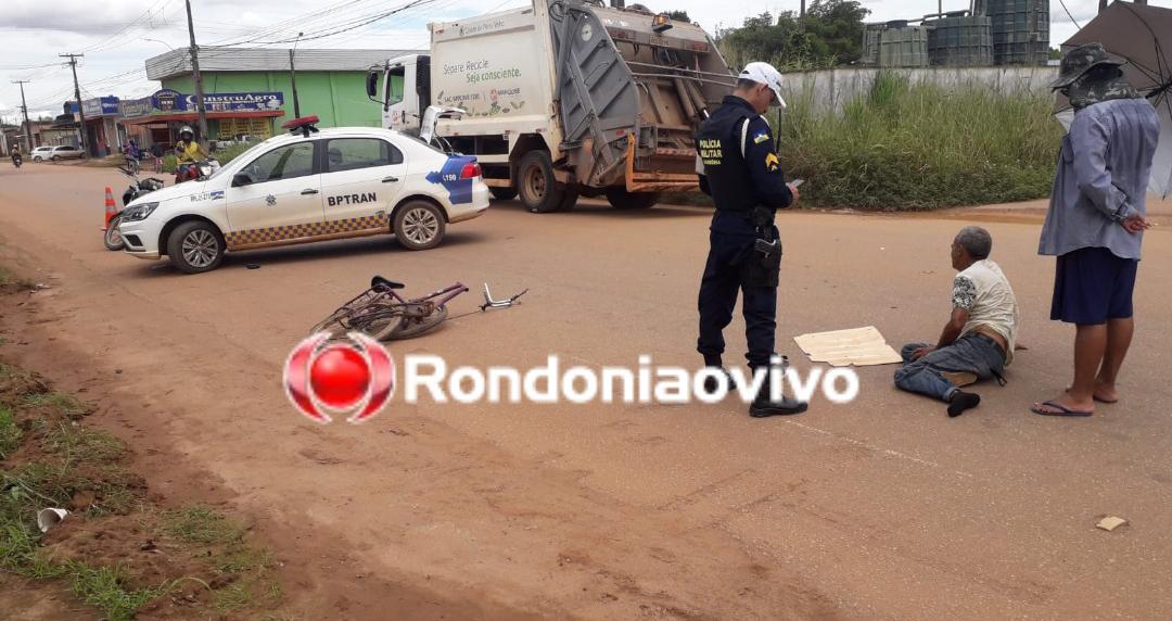 ATROPELAMENTO: Idoso em bicicleta e motociclista ficam lesionados em acidente
