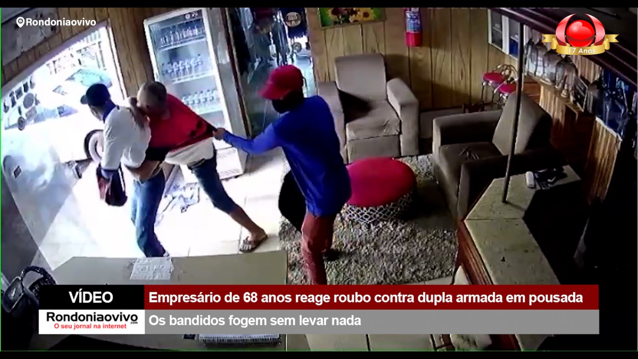 VÍDEO: Empresário de 68 anos reage roubo contra dupla armada em pousada