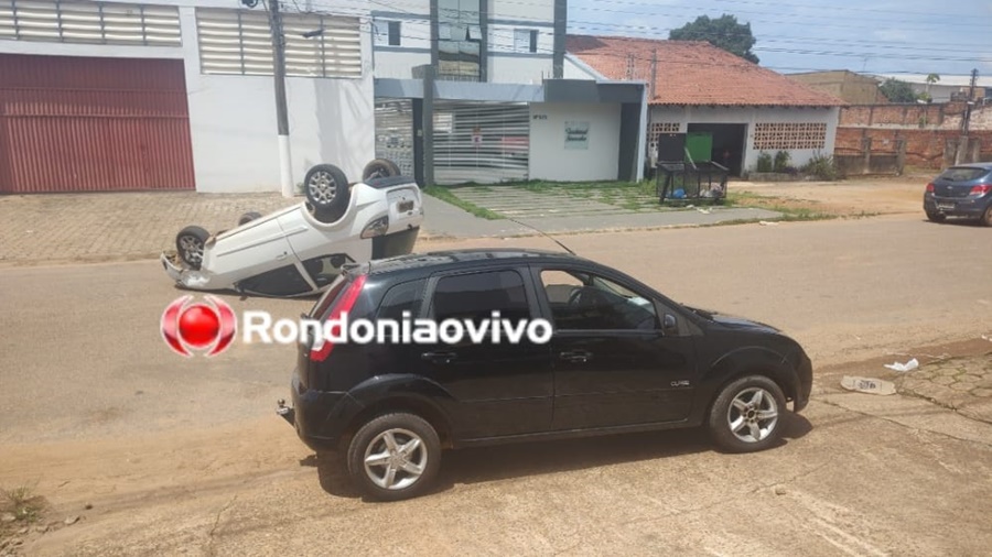 ASSISTA: Ford Ka capota após colisão na região Central de Porto Velho