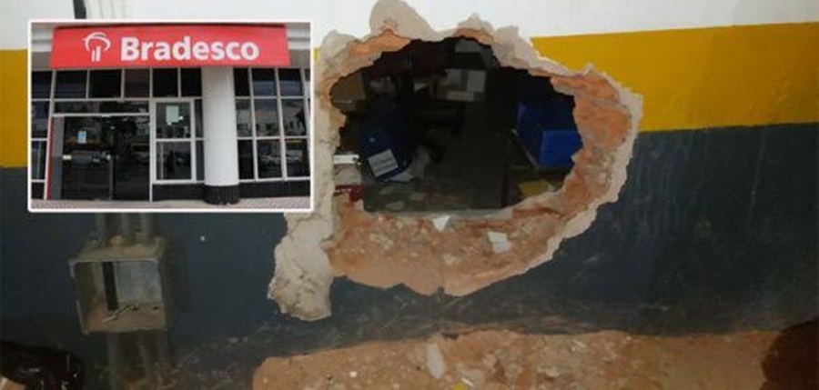BURACO NA PAREDE: Agência do Banco Bradesco é alvo de bandidos na região Central 