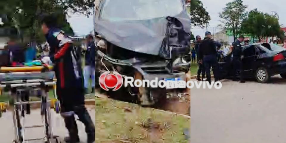 DESGOVERNADO: Motorista perde controle de carro e fica lesionado ao destruir poste