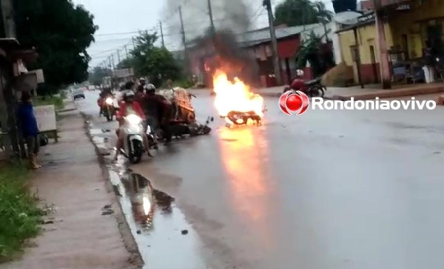 VÍDEO: Motocicleta pega fogo após acidente na zona Leste da capital 