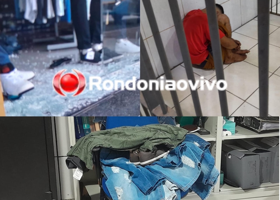 QUEBRARAM A VIDRAÇA: Casal invade loja na 7 de Setembro, faz arrastão, mas PM age rápido