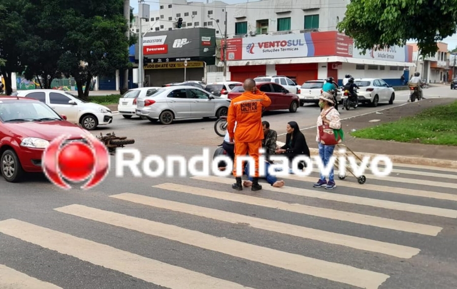 IMPRUDÊNCIA: Mulher fica ferida após acidente entre carro e moto