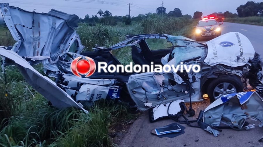 MOTORISTA SOBREVIVEU: Carro de empresa de vigilância patrimonial fica destruído em acidente na BR-364
