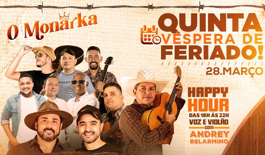 VÉSPERA DE FERIADO: Quinta tem cinco atrações na 'Resenha Sertaneja' do O Monarka