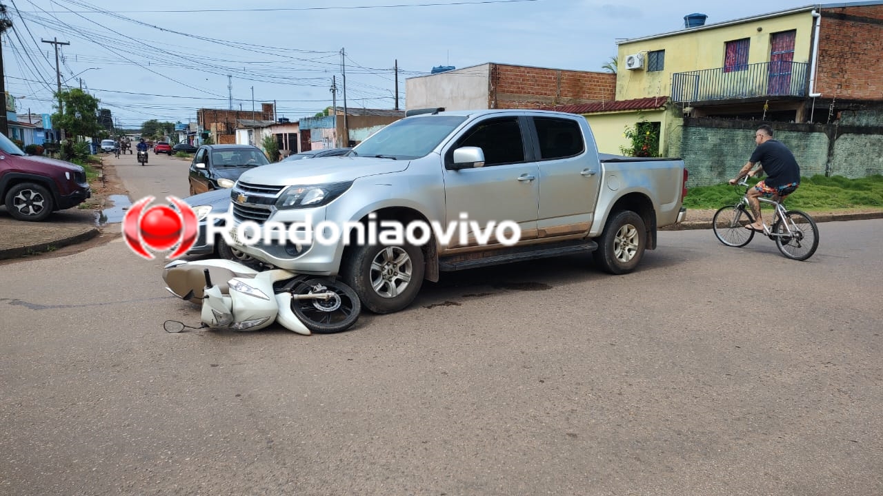 VÍDEO: Condutora de Biz avança preferencial e acaba atropelada por S10