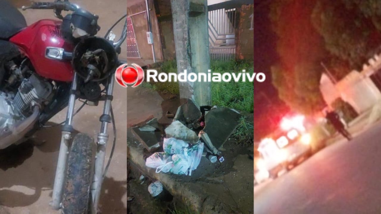 PERDEU O CONTROLE: Mulher fica gravemente ferida após bater moto contra poste na Rio de Janeiro