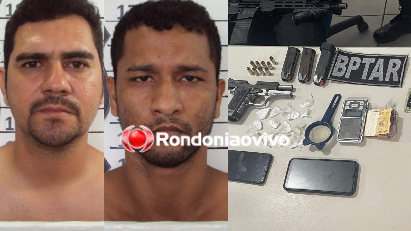 VARREDURA: Ação do BPTAR resulta na prisão de dupla com pistola .40 e droga 