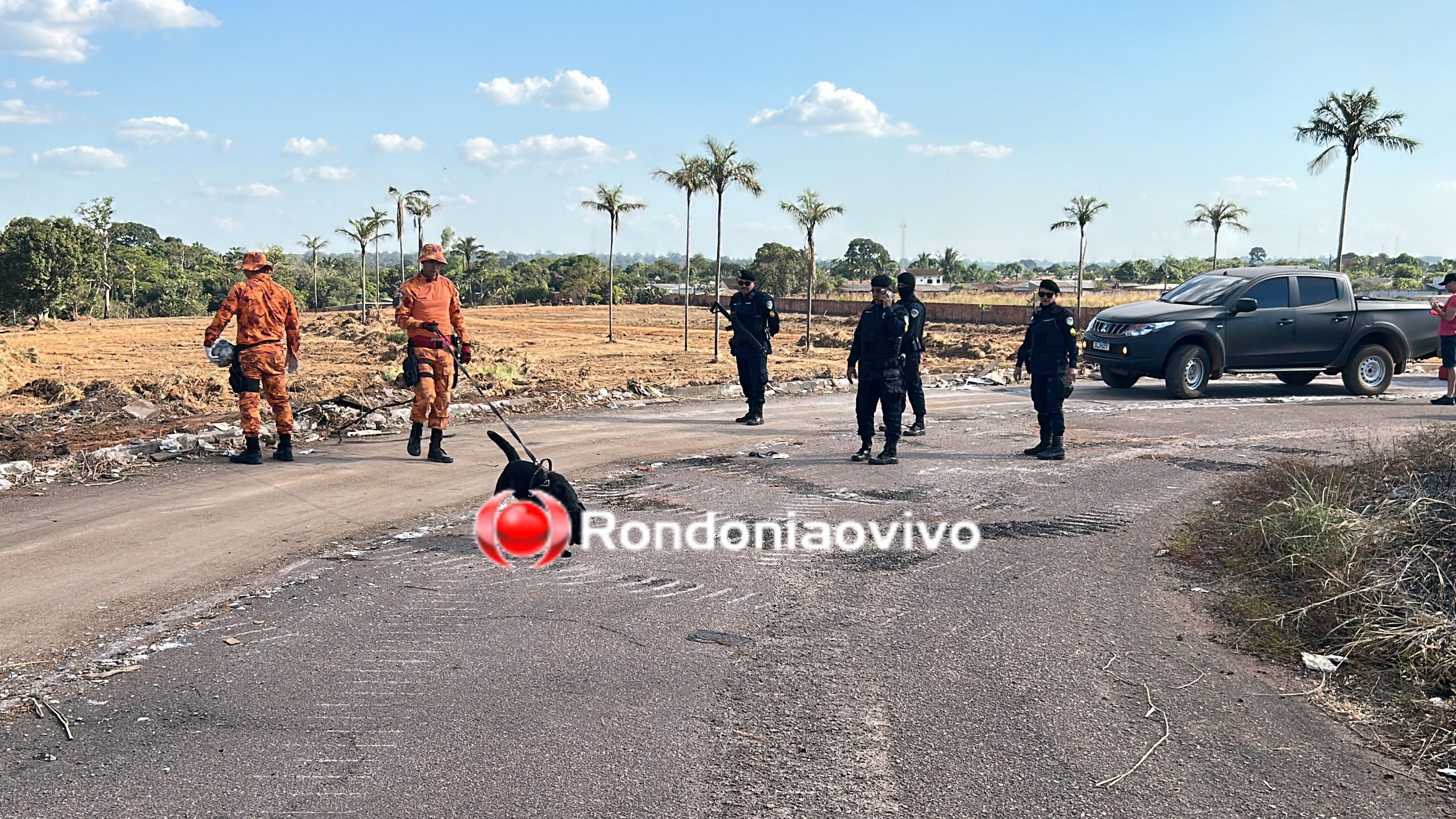 VÍDEO: PM e Bombeiros com cadela farejadora fazem buscas por corpo em condomínio