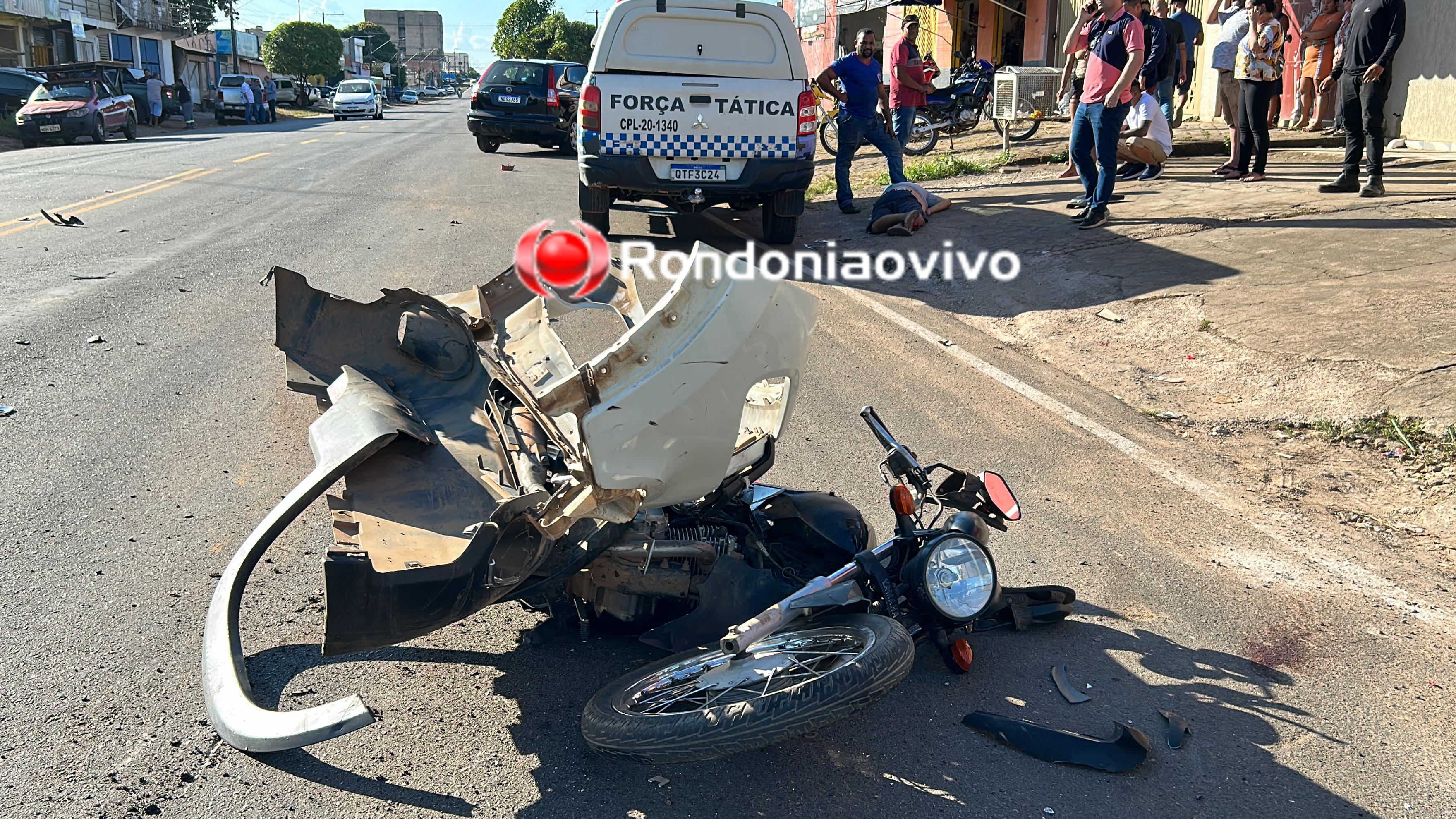 VÍDEO: Motociclista tem perna dilacerada em gravíssimo acidente