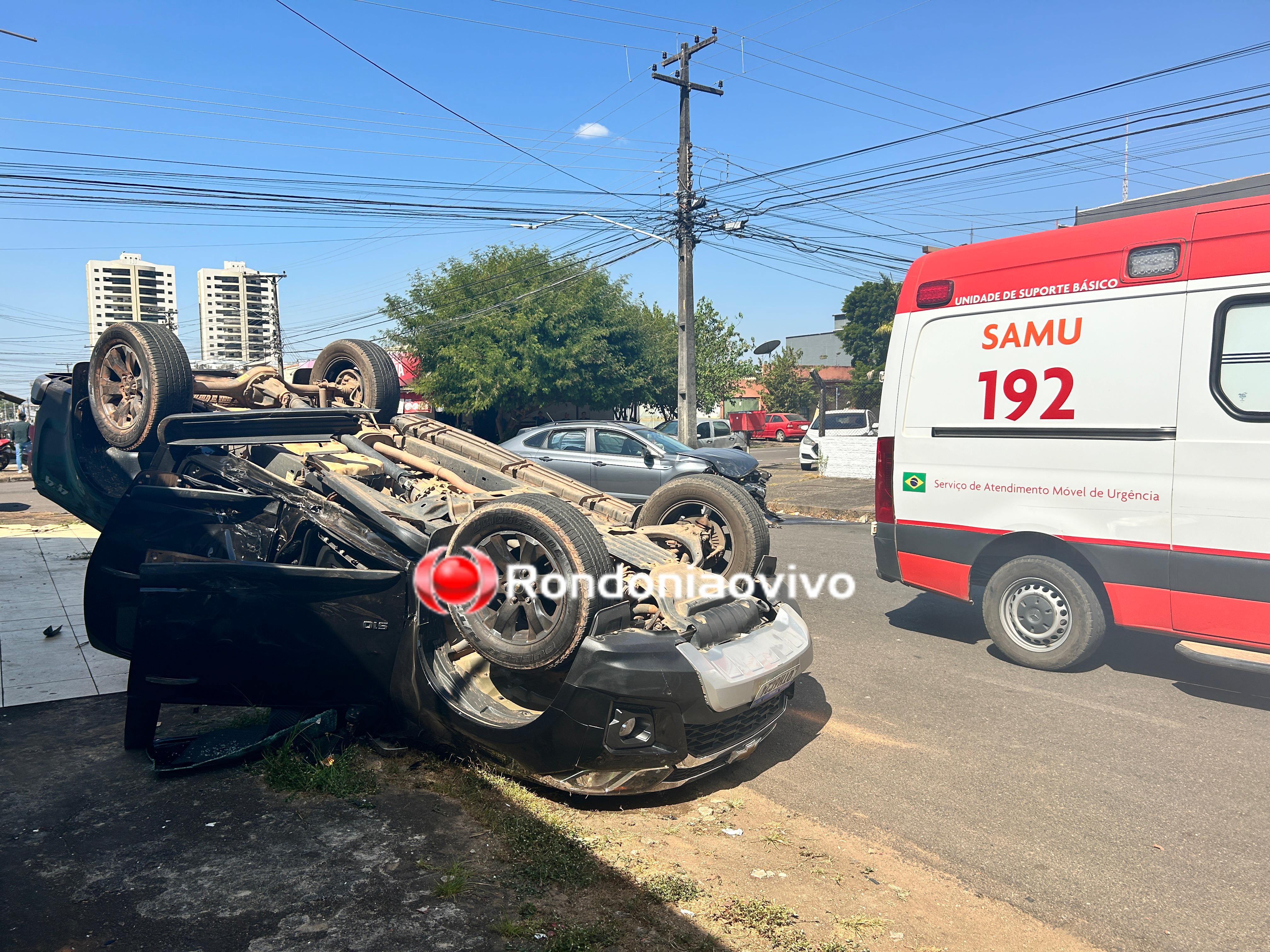 MOTORISTA FERIDO: Grave capotamento de caminhonete é registrado no Centro