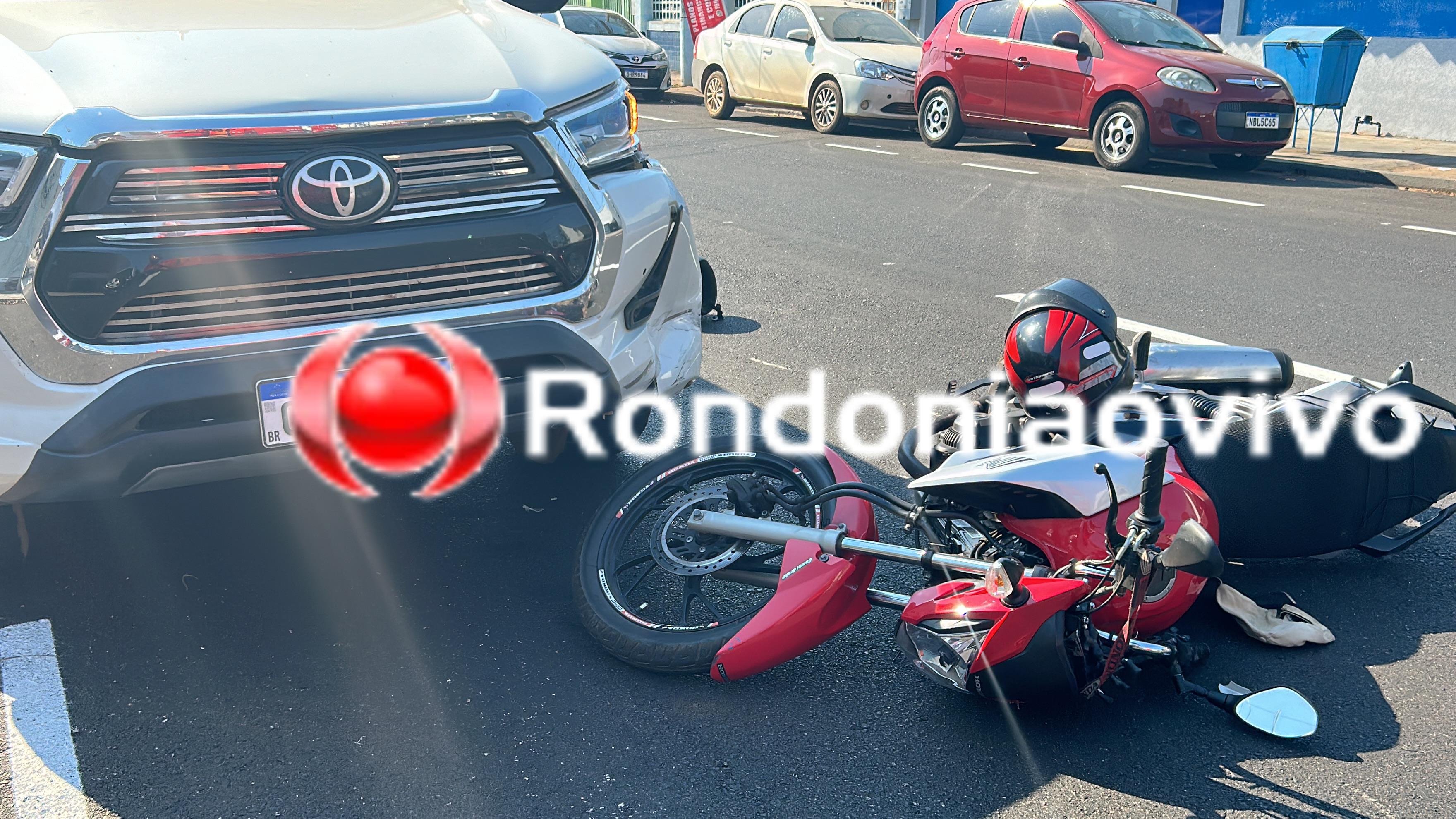 NA TRASEIRA: Moto aplicativo e passageira são atropelados por caminhonete Hilux