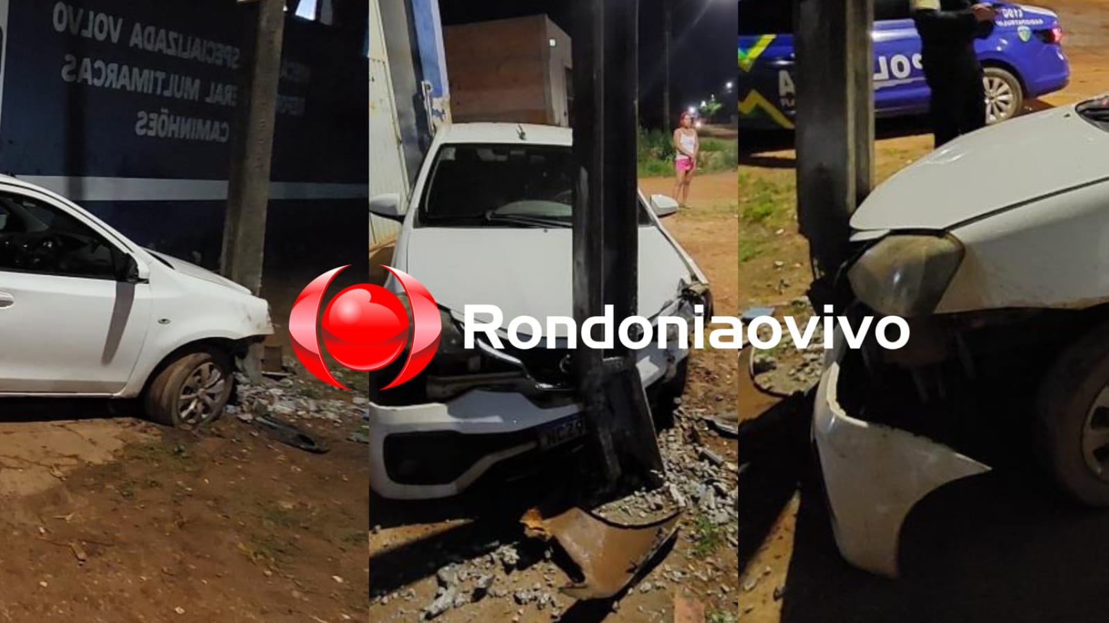 ALTA VELOCIDADE: Motorista de Etios foge após atingir poste na zona Leste 