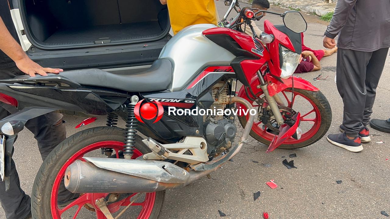 GRAVE: Motociclista fica desacordado após acidente na Dom Pedro II