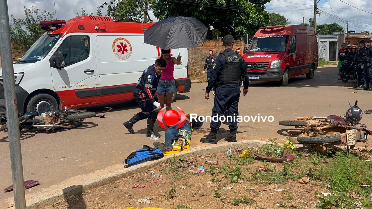 VÍDEO: Grave batida entre motos deixa dois seriamente feridos