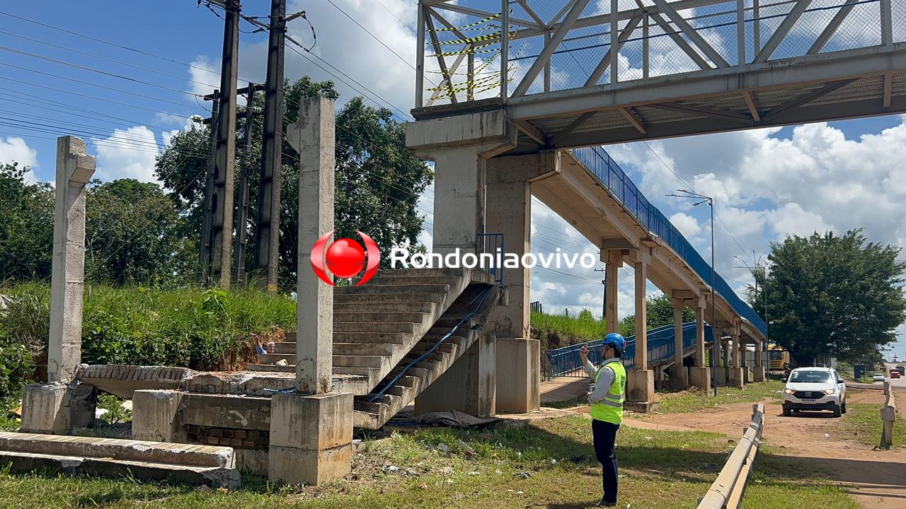 PERIGO: Escada de passarela na BR-364 desaba em Porto Velho