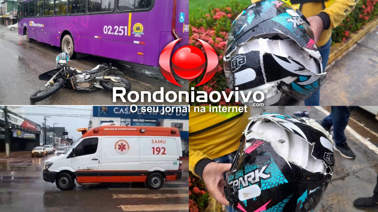 URGENTE: Motociclista sofre grave acidente em colisão com ônibus na Jorge Teixeira