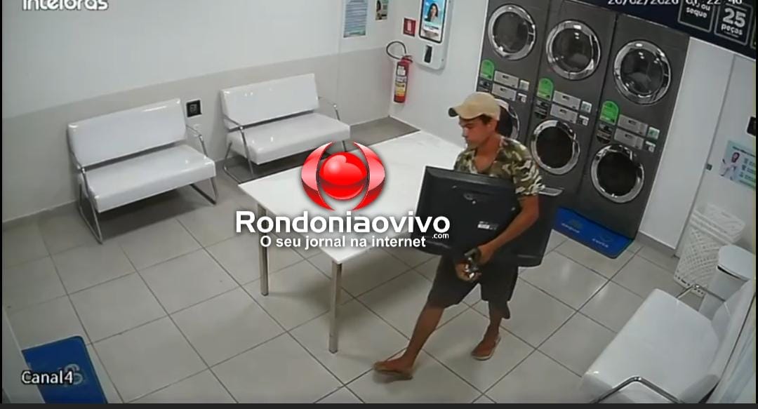 VÍDEO: Ladrão é flagrado furtando TV em lavanderia na zona Sul