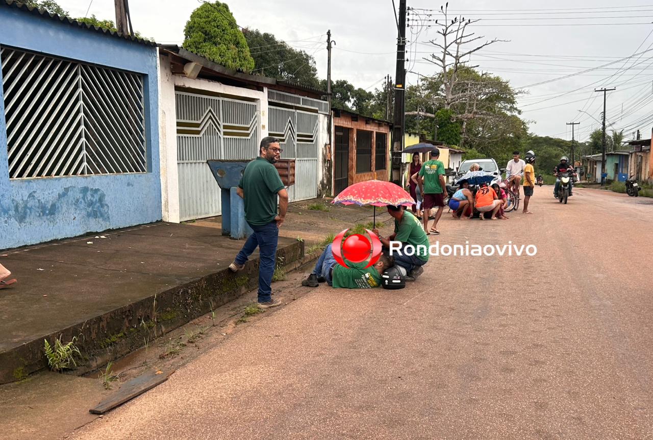VÍDEO: Criança e motociclista ficam seriamente feridos em atropelamento