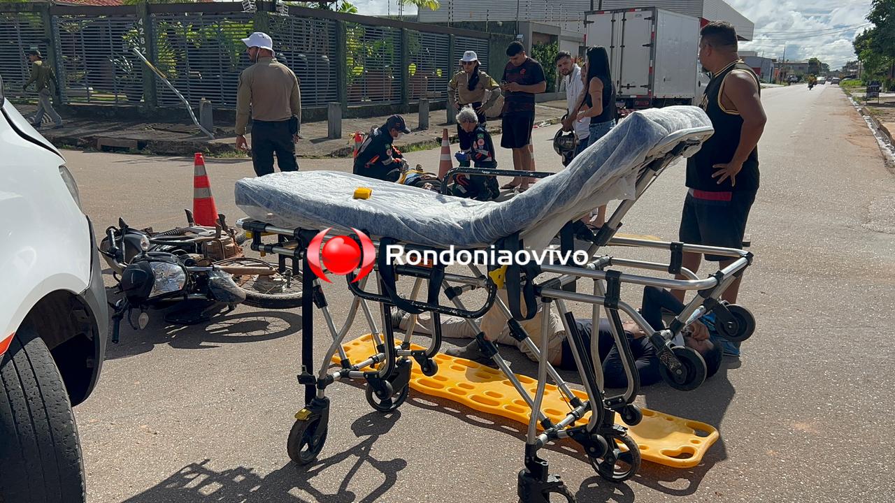 VEJA VÍDEO: Moto aplicativo e passageira são vitimas de grave acidente