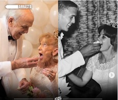 ROMÃNTICO: Casal recria festa de casamento e mulher usa o mesmo vestido de 63 anos atrás