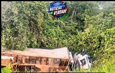 NA MADRUGADA: Caminhão frigorífico de Humaitá sofre acidente e deixa vítima na BR-319