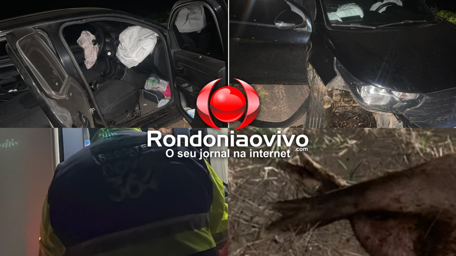 NA BR-364: Coordenadores de campanha sofrem acidente após carro atingir capivara