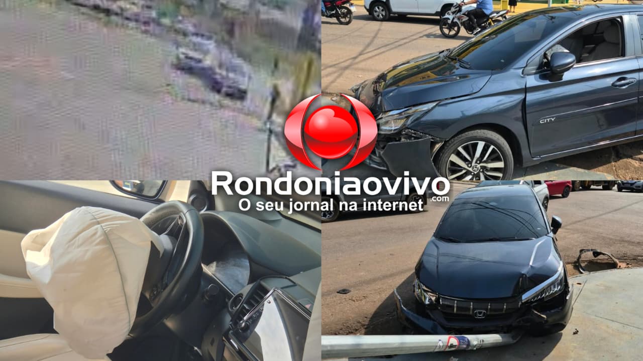 VÍDEO: Carro derruba estrutura de semáforo após colisão na Rio Madeira