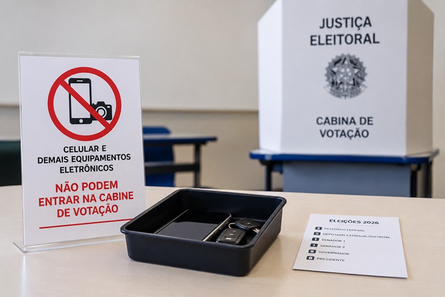 SIGILO DO VOTO: Eleitor não pode usar celular dentro da cabine de votação