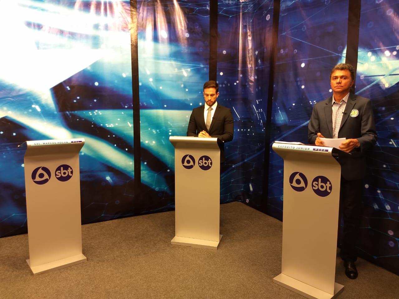 NÃO FOI - VÍDEO: Coronel Marcos Rocha faltou ao debate do SBT e Expedito Jr. foi sabatinado