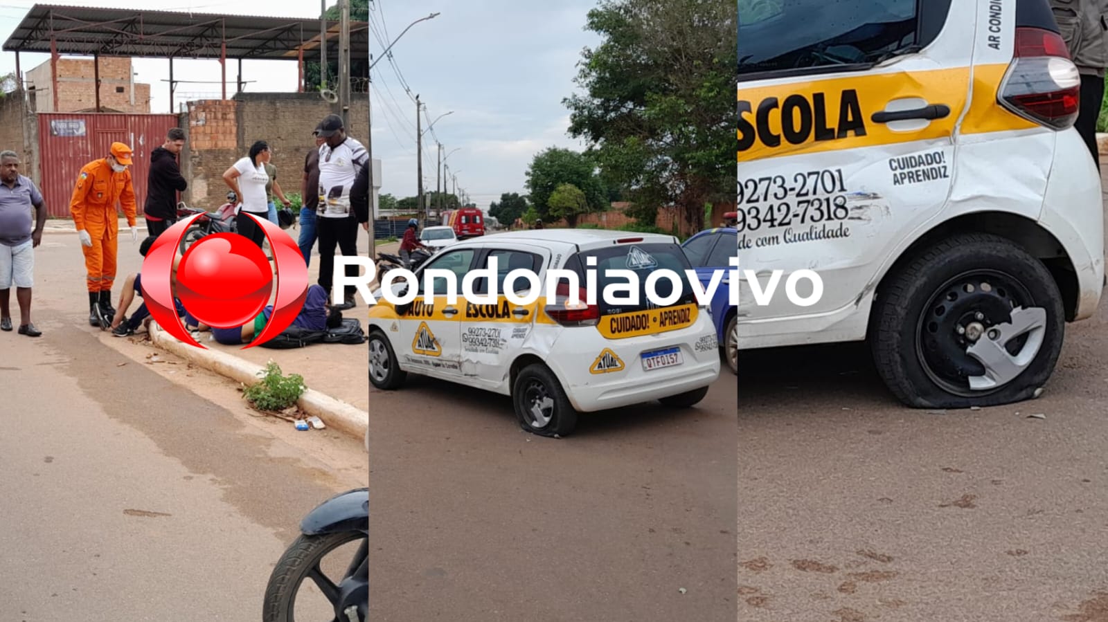 URGENTE: Dois jovens ficam feridos em acidente envolvendo carro de autoescola 