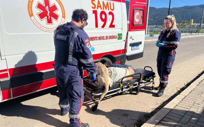 LEALDADE: Cachorro sobe na maca e ambulância após dono passar mal