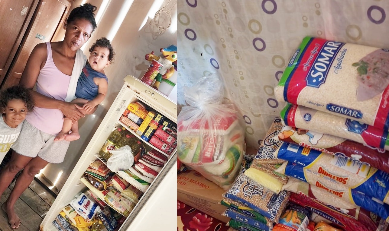 FINAL FELIZ: Mãe solteira, com cinco filhos, recebe dezenas de alimentos e começa trabalhar
