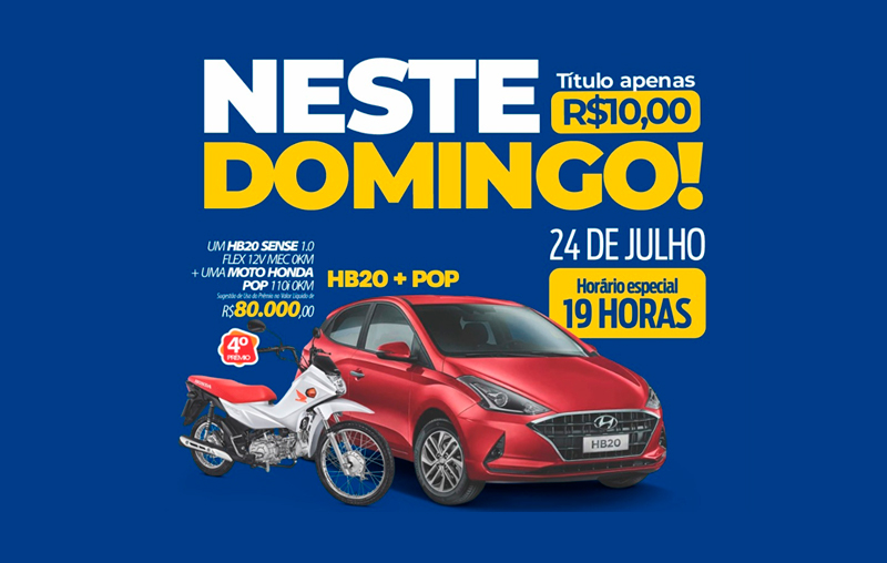 Mega prêmio com carro e moto de uma vez só ou 80.000 reais em dinheiro