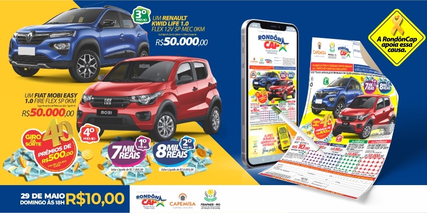 RONDONCAP: 2 carros zero km, 42 prêmios em dinheiro e título só 10 reais