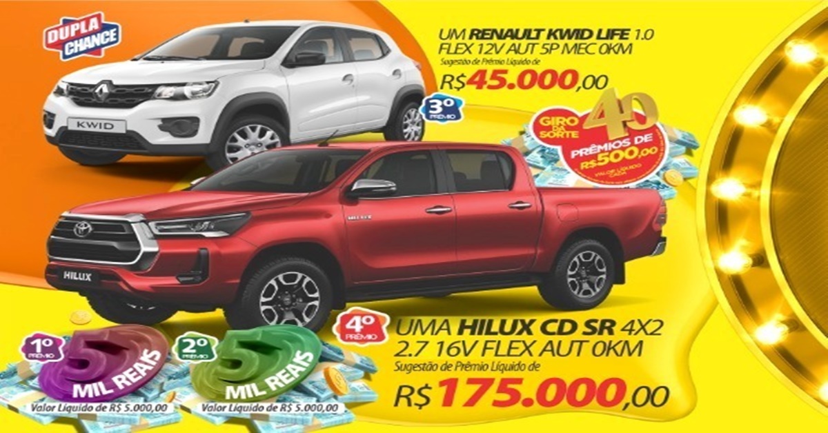 NO PRÓXIMO DOMINGO: Rondoncap tem uma caminhonete, outro carro e mais 42 prêmios em dinheiro