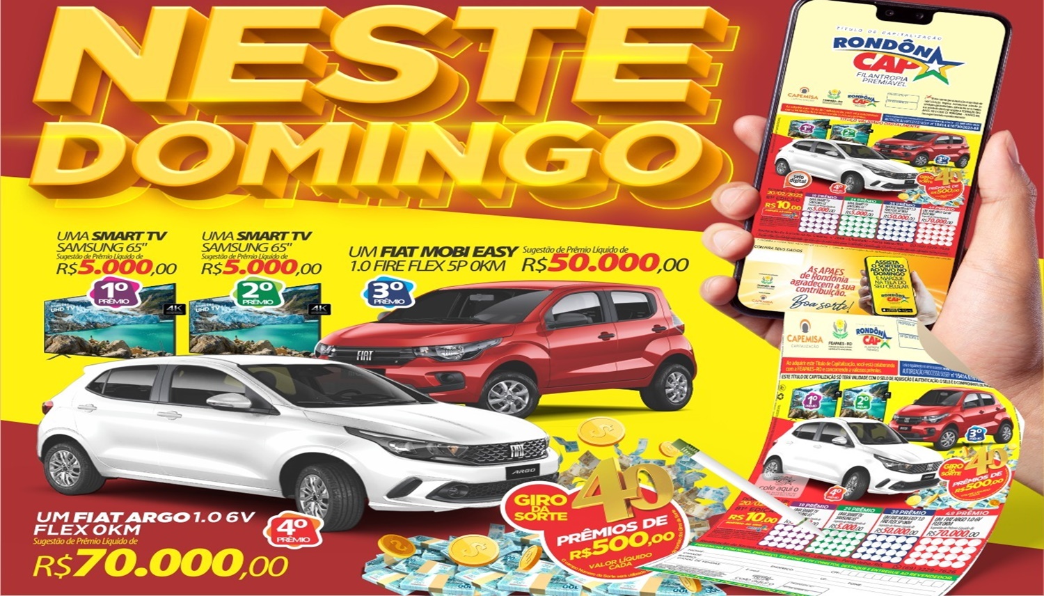 SORTE: Rondoncap vai sortear dois carros e duas Tvs; e o título só 10 reais