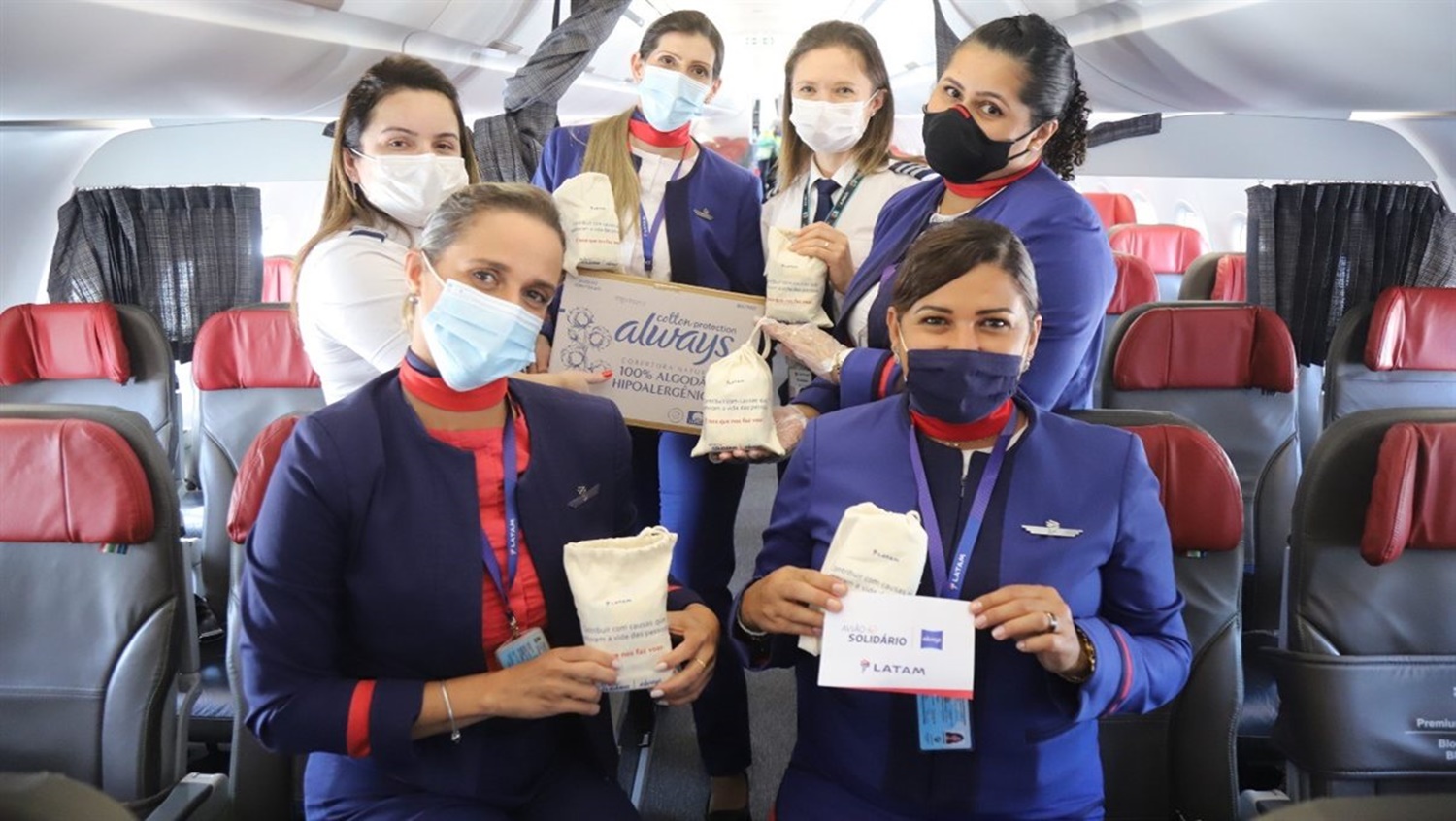 BOA AÇÃO: Avião Solidário da Latam transporta 1 milhão de absorventes