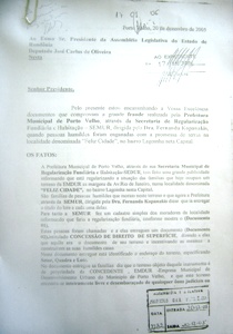 Cidadão denuncia suposta fraude na regularização fundiária em Porto Velho