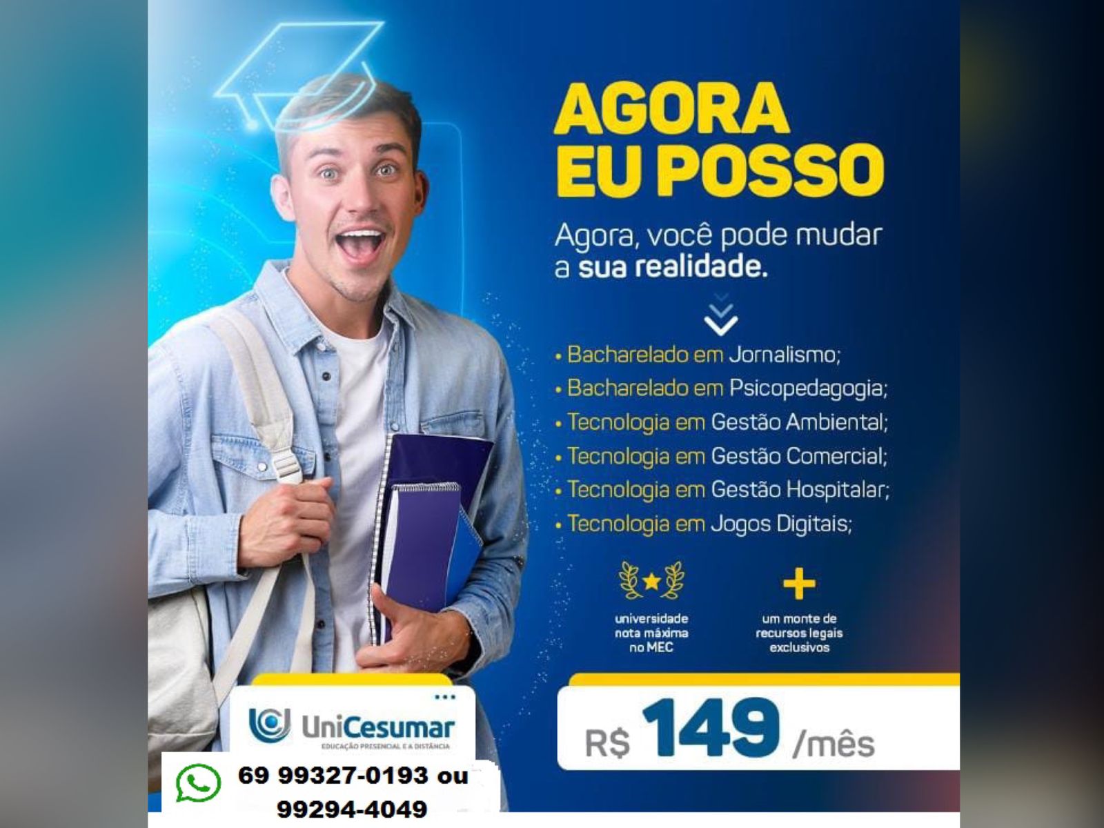 CHANCE: Unicesumar oferece oportunidade de graduação