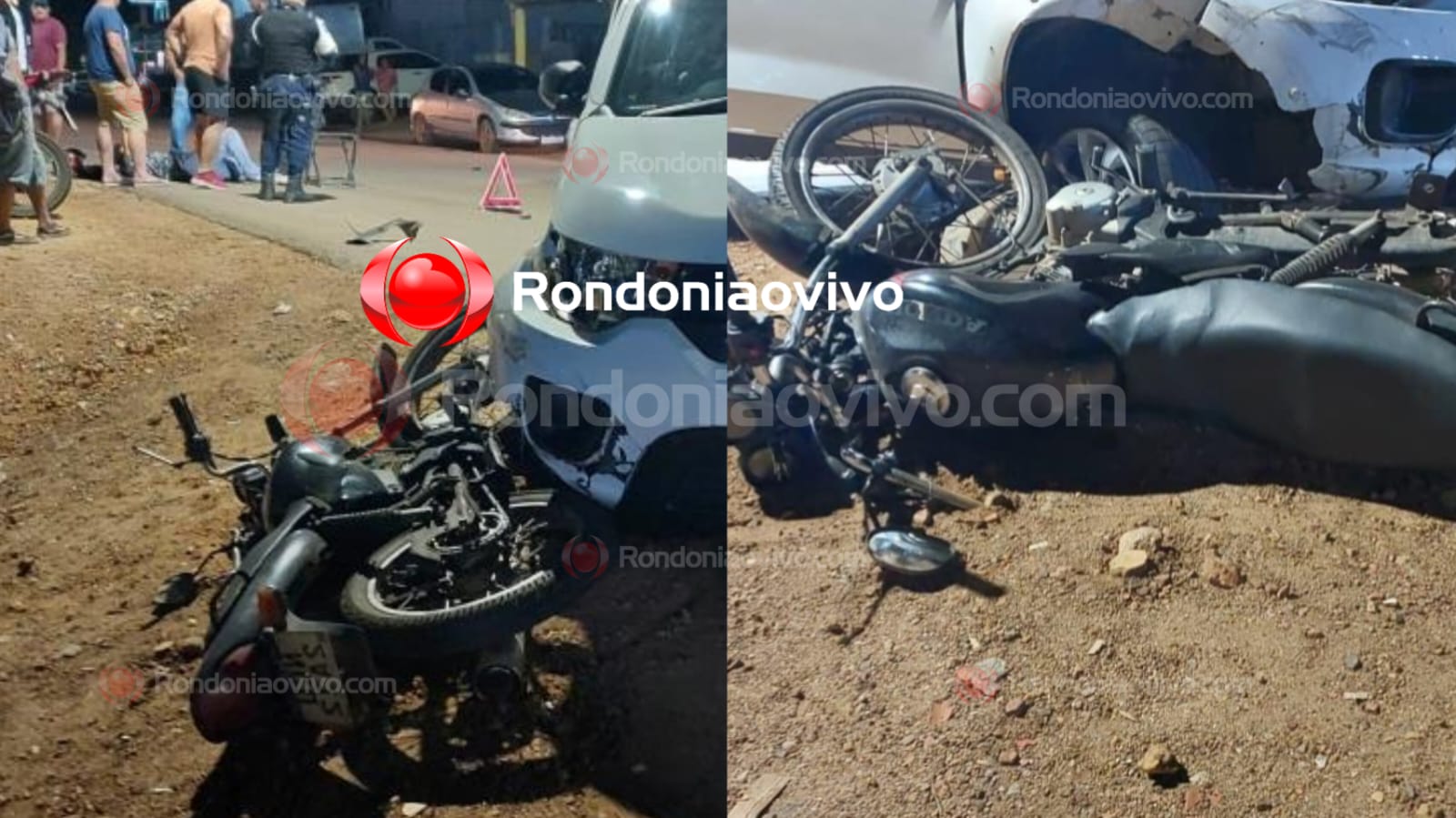 INABILITADA: Mulher sofre graves lesões após batida de frente entre moto e carro