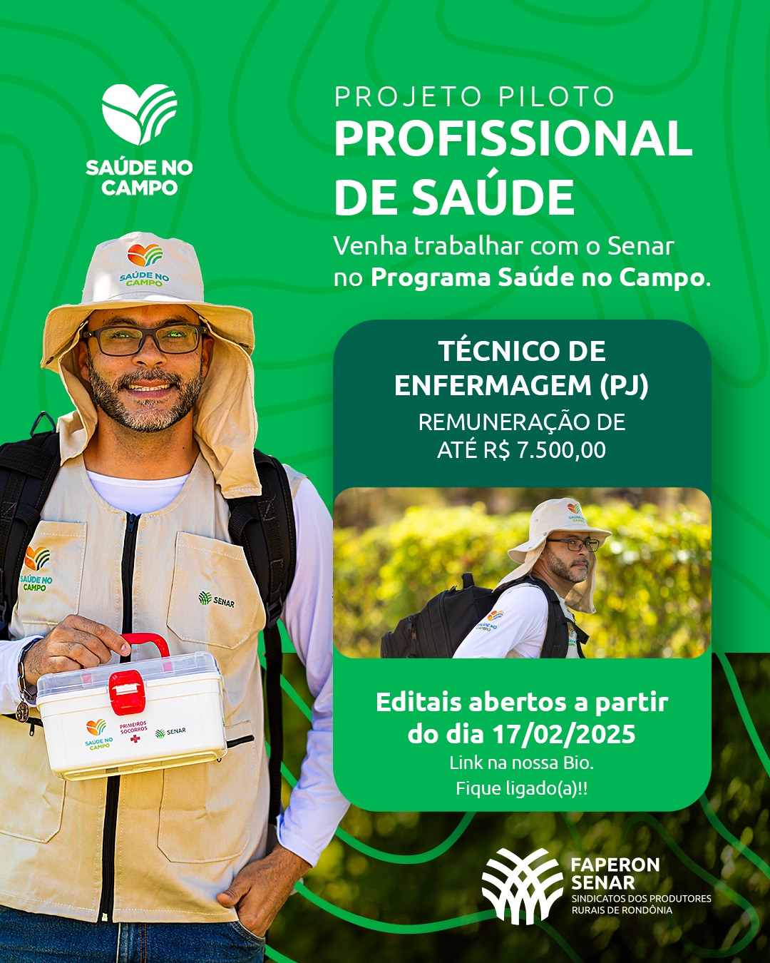 OPORTUNIDADE: SENAR-RO abre credenciamento para profissionais da área de saúde 