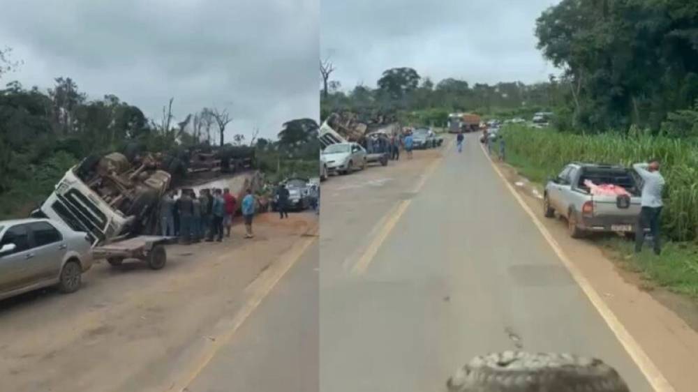 CRIME: Caminhão tomba em rodovia e carga de carnes é saqueada por populares