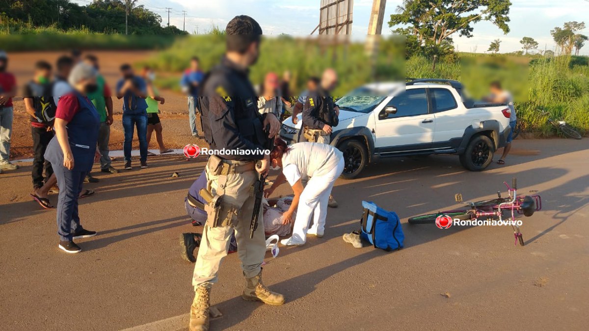 VÍDEO: Ciclista fica em estado gravíssimo em acidente na marginal da BR-364