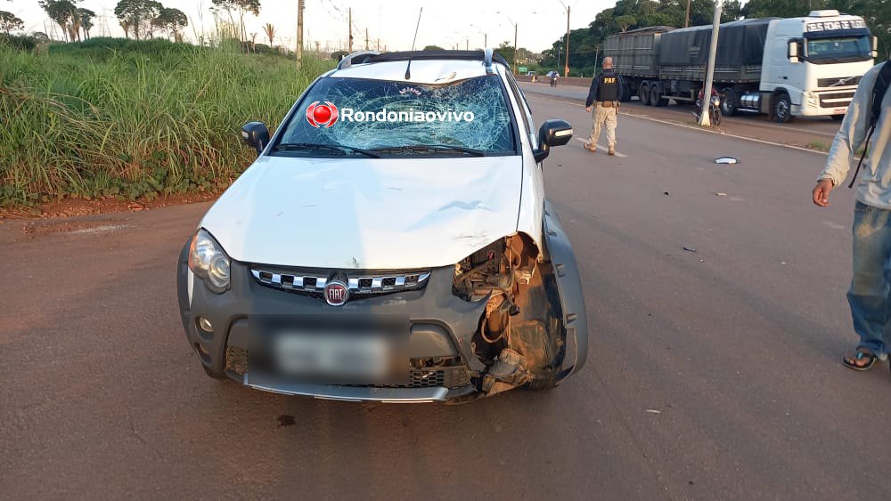VÍDEO: Ciclista fica em estado gravíssimo em acidente na marginal da BR-364